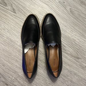 Pointed Toe Leather Loafers in Black, Women’s Size 6.5